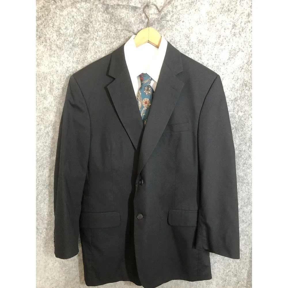 Jos A Bank Signature Blazer Mens 44R Blue Cotton Blend Suit Coat Jacket Classic